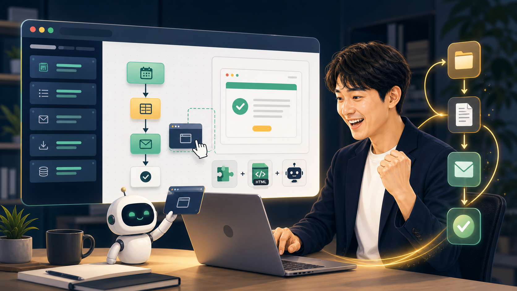 AIエージェントで小さな業務ツールを作るイラスト